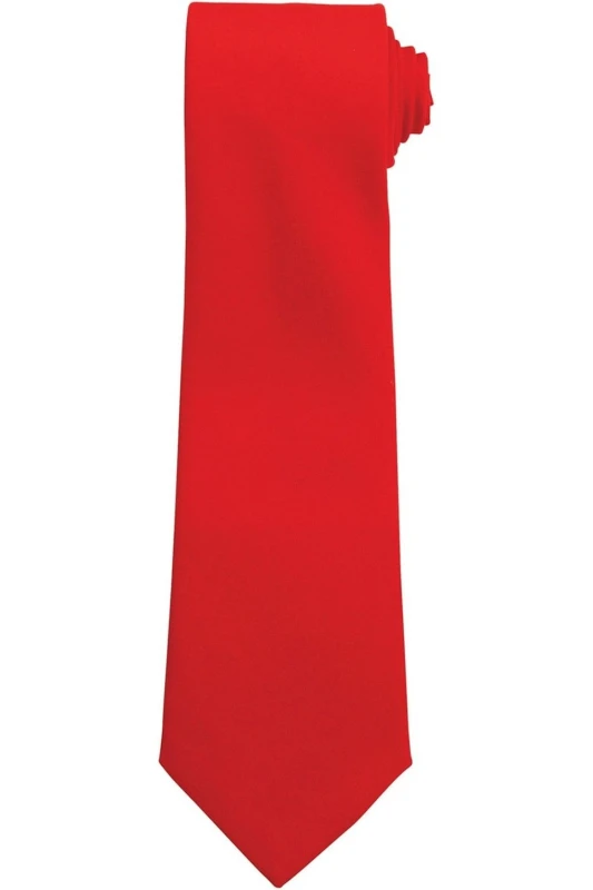 Image of Premier Premier Plain Polyester Tie in Red Red One Size Unisex 5063470682904