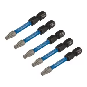 Image of Draper Expert 05652 5pc TX-STAR Impact Screwdriver Bits, T20 x 50mm, 1/4" Hex