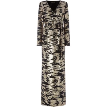 Image of Biba Sequin wrap maxi dress - Gold