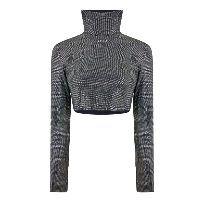 Image of Off White Womens Cropped Long Sleeve T-Shirt Black female 10 (S)