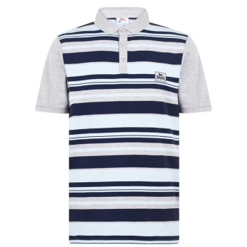 Image of Lonsdale Yarn Dye Stripe Polo Shirt Mens - Grey/Blue/Navy