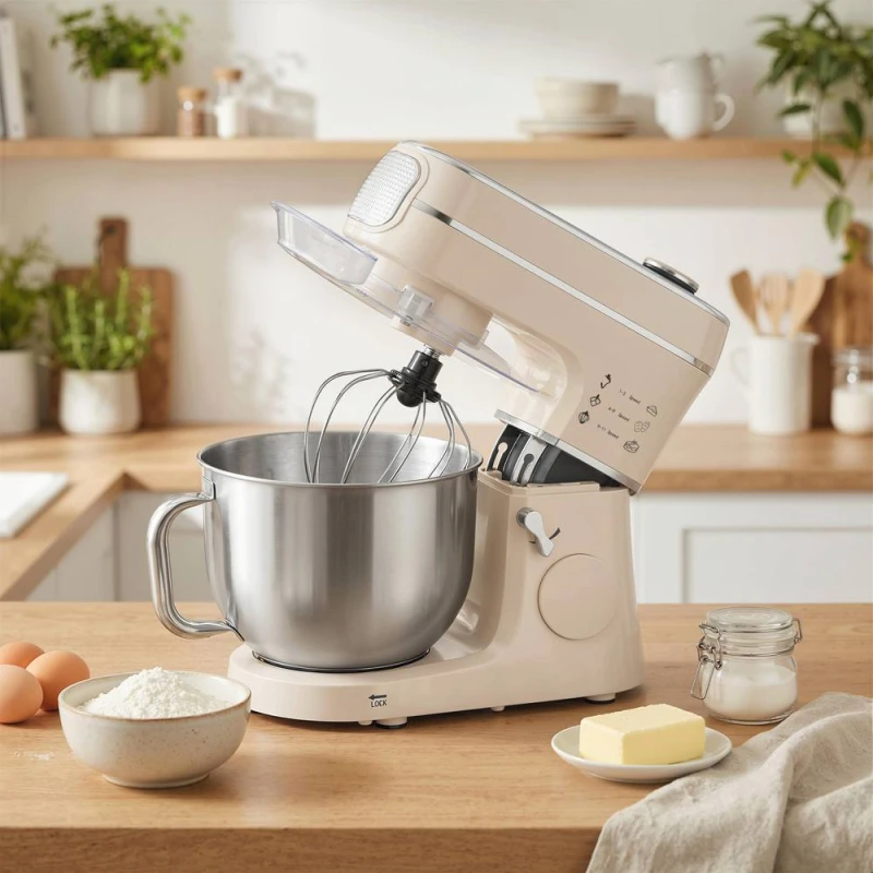 Image of HOMCOM 6L 1400W Stand Mixer with 11 Speeds & Fermentation Function in Cream Cream Unisex