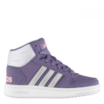 Image of adidas Hoops 2.0 Mid Trainers Girls - Purple/Silver