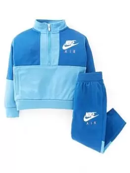 Image of Boys, Nike Air Half Zip Tricot Pant Set - Blue Size 12 Months