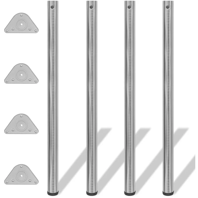 Image of VIDAXL 4 Height Adjustable Table Legs Brushed Nickel 1100 mm Vidaxl 8718475946625