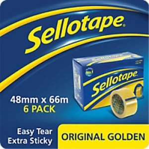 Image of Sellotape Original Golden Tape 48mm x 66m Transparent 6 Rolls