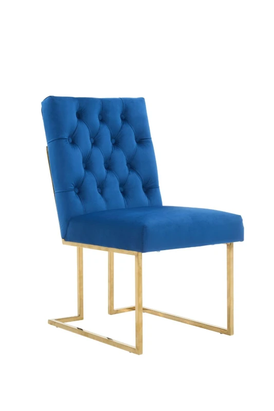 Image of Life Interiors Life Interiors Single Siena Luxury Tufted Velvet Dining Chair with Gold Frame in Blue Blue One Size Unisex 5056660010267