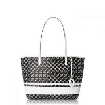 Image of Lauren by Ralph Lauren PU Medium Tote Bag - Black/SnowWhite