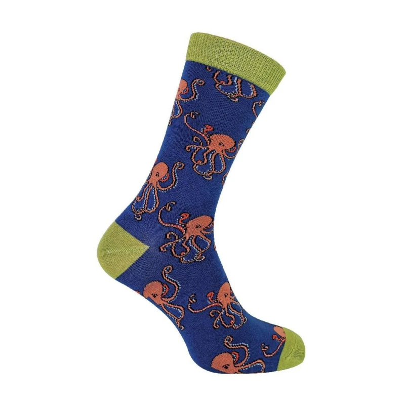 Image of Mr Heron Mr Heron Men Animal Patterned Soft Breathable Bamboo Novelty Socks in Navy Size: 6-11 Navy 6-11 Male 5019041191450