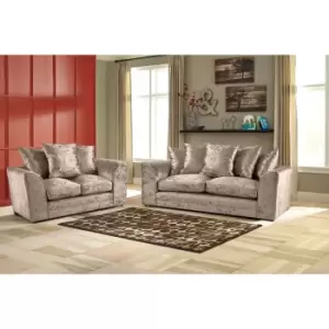 Image of Mirana Modern Crush Velvet 3 and 2 Seater Sofa Set Mink