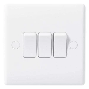 Image of BG Nexus White 3 Gang 2 Way Rocker Switch 10A - 843