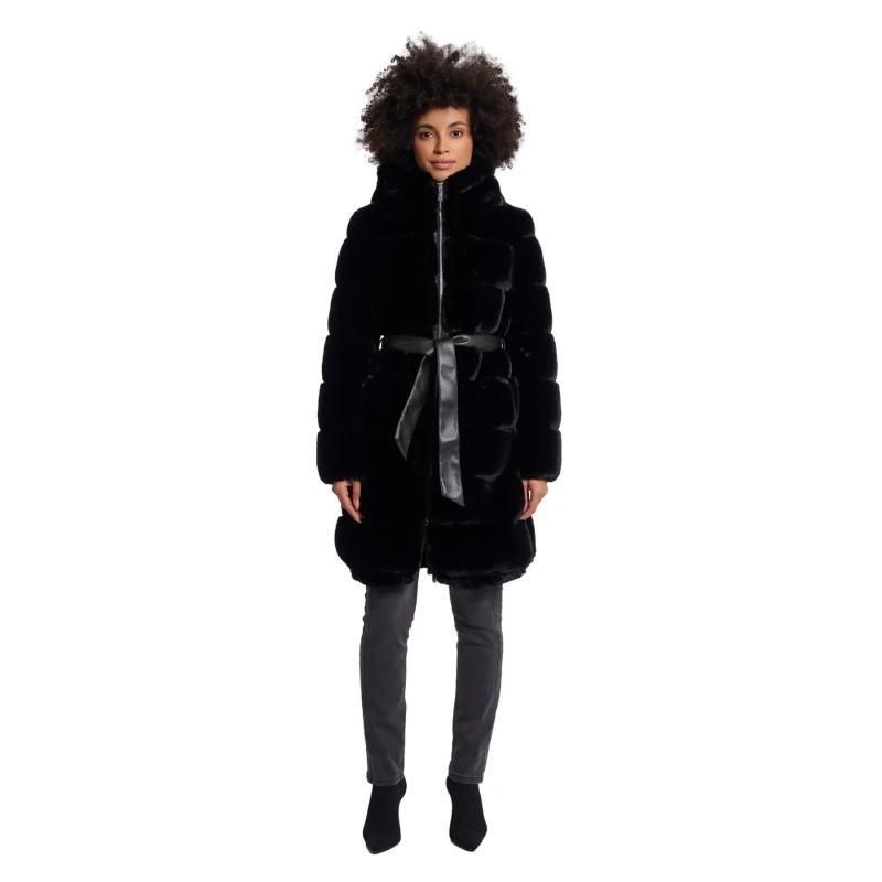 Image of Rino & Pelle Womens belted coat Rino & Pelle Bridget Noir Female 36