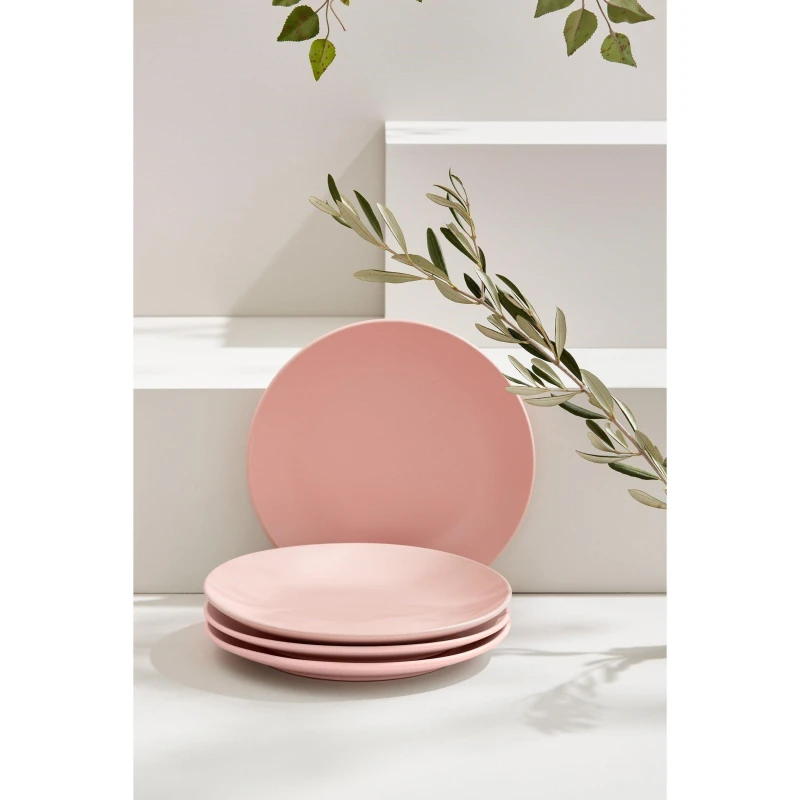 Image of Homelife 4 Piece Stoneware Dinner Plates - Pink Pink One Size