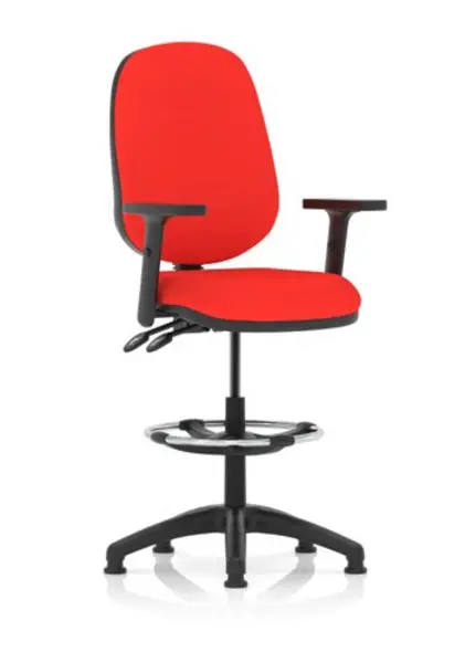Image of Eclipse II Lever Task Operator Chair Bergamot Cherry Fully Bespoke Colour With Height Adjustable Arms With Hi Rise Draughtsman Kit