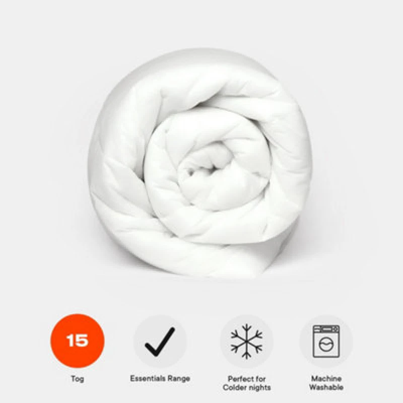 Image of OHS OHS 15 Tog Duvet Winter Warm Quilt Anti Allergy in White Size: Single White Single Unisex 5027434140367