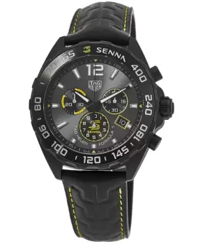 Image of Tag Heuer Formula 1 X Senna Grey Dial Leather Strap Mens Watch CAZ101AJ.FC6487 CAZ101AJ.FC6487