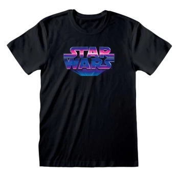 Image of Star Wars - 80s Logo Unisex Medium T-Shirt - Black