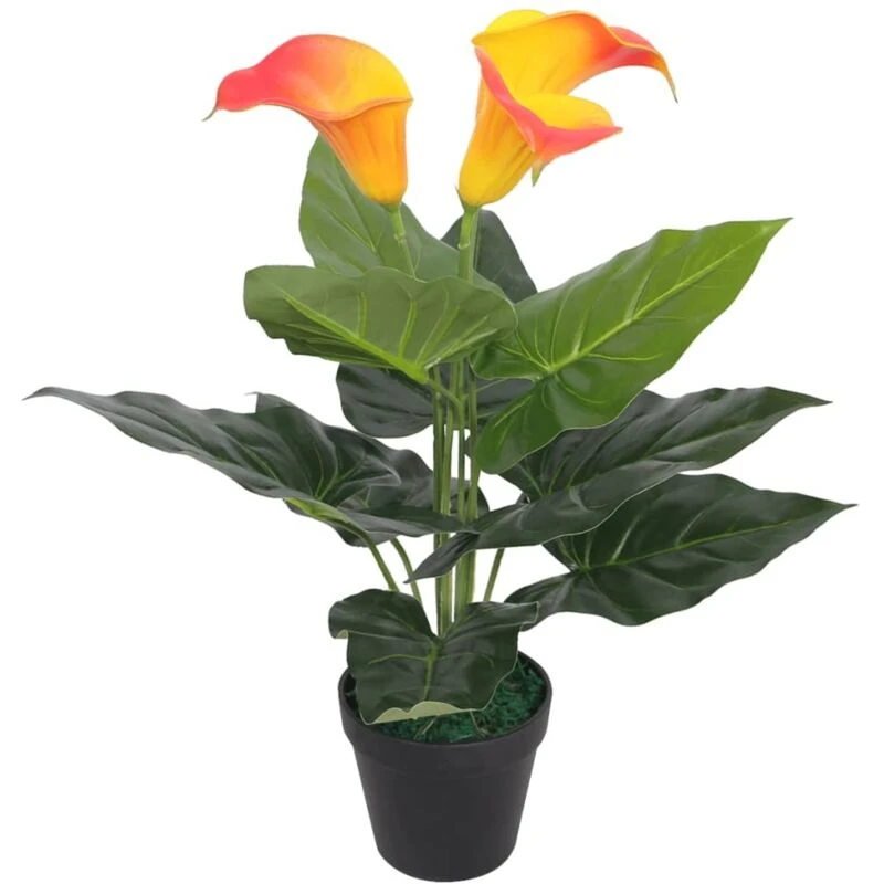 Image of VIDAXL Artificial Calla Lily Plant with Pot 45cm Red and Yellow Vidaxl 8718475532934