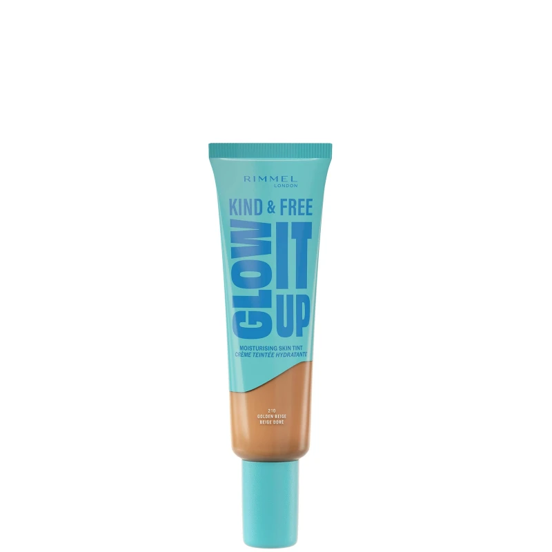 Image of Rimmel London Kind & Free GLOW IT UP Moisturising Skin Tint 30ml (Various Shades) - 210 Golden Beige