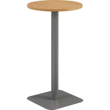 Image of 600MM Circular High Contract Table - Silver/Oak
