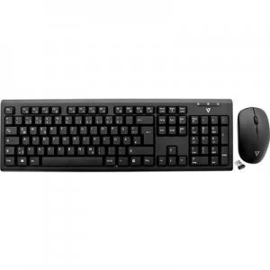 Image of V7 Videoseven CKW200DE Radio Keyboard and mouse set Splashproof German, QWERTZ, Windows Black