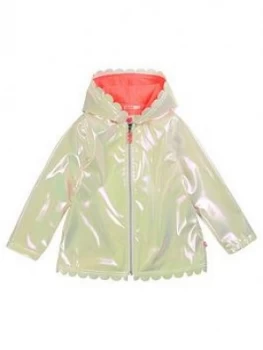 Image of Billieblush Girls Hooded Scallop Raincoat - Light Grey