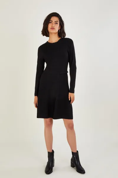 Image of Tie Back Scallop Neck Dress