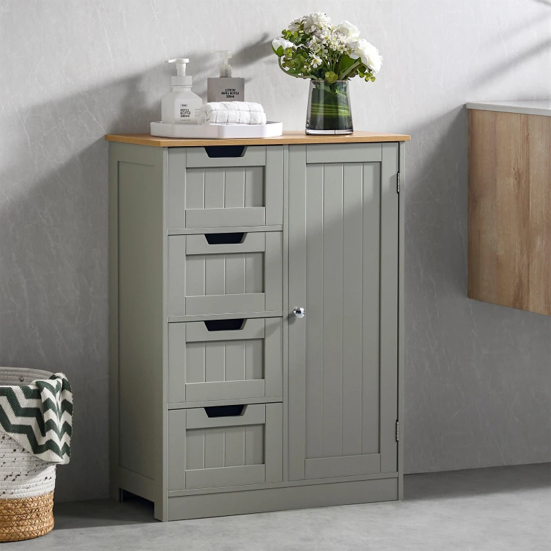Image of Lassic Bath Vida Priano 4 Drawer 1 Door Freestanding Unit Grey unisex One Size