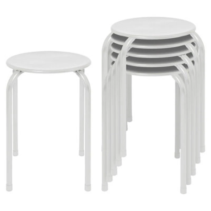 Image of Harbour Housewares Metal Stacking Stools - Matt White - Pack Of 6