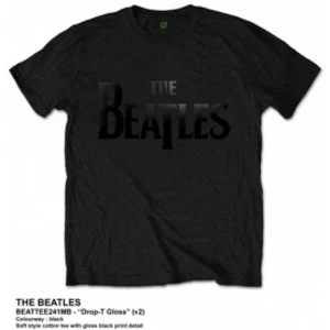 Image of The Beatles Drop T Black Logo T Shirt: Medium