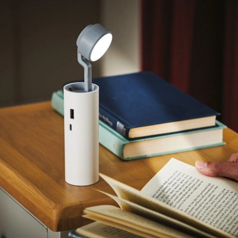 Image of Usb Rechargeable Foldaway Portable Desk Light - 200 Lumen Multifunction Torch With 3 Settings & Power Bank Function - H15 X 4Cm