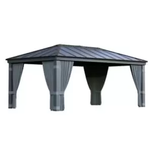 Image of Palram - Canopia Dallas Grey Polyester (Pes) Gazebo Curtain, Pack Of 4 (L)2120mm (W)5070mm