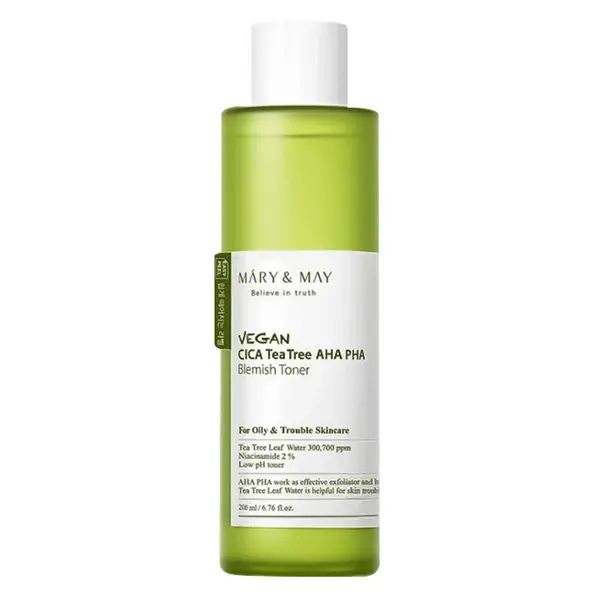 Image of Mary & May Vegan Cica Tea Tree AHA PHA Toner 200ml
