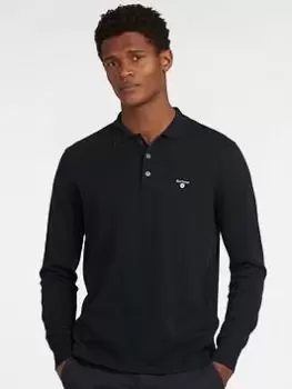 Image of Barbour Essential Cotton Cashmere L/s Polo Shirt, Navy Size M Men