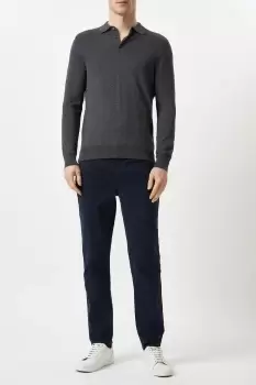 Image of Slim Fit Navy 5 Pocket Chino Trousers