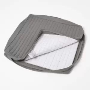 Image of Grey Quilted Cotton Armchair Booster Cushion Cover - Grey - Homescapes