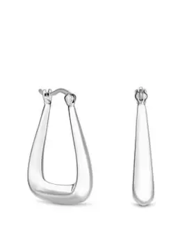 Image of Simply Silver Sterling Silver 925 Triangle Hoop Earrings, Silver, Women