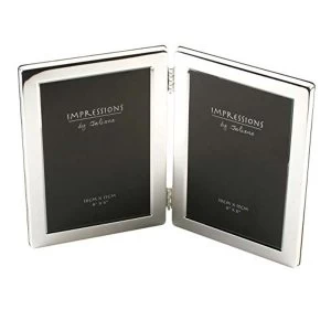 Image of 4" x 6" - Impressions Silver Plated Hinged Double Frame