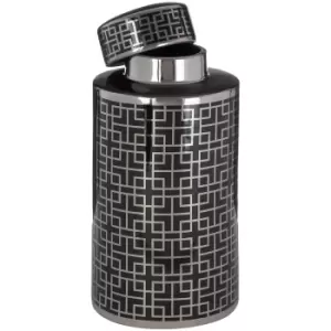 Image of Premier Housewares Daria Small Ceramic Jar - Black/Silver Finish