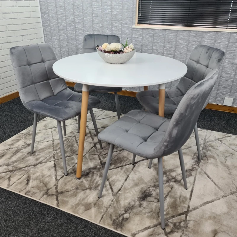 Image of KOSY KOALA KOSY KOALA Dining Table Set with 4 Chairs Dining Room and Kitchen table set of 4 in White White One Size Unisex 5060711585406