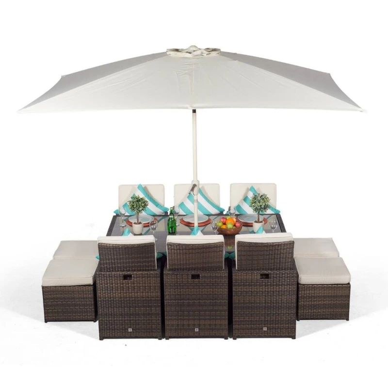 Image of Thats Furniture Giardino 6 Seater Rattan Cube Dining Set in Brown Brown Unisex