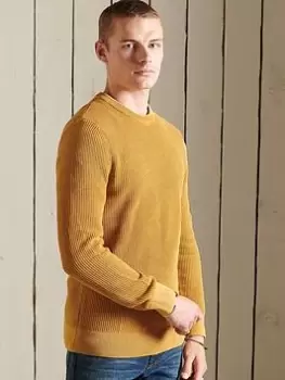 Image of Superdry Academy Dyed Texture Knit, Yellow, Size S, Men