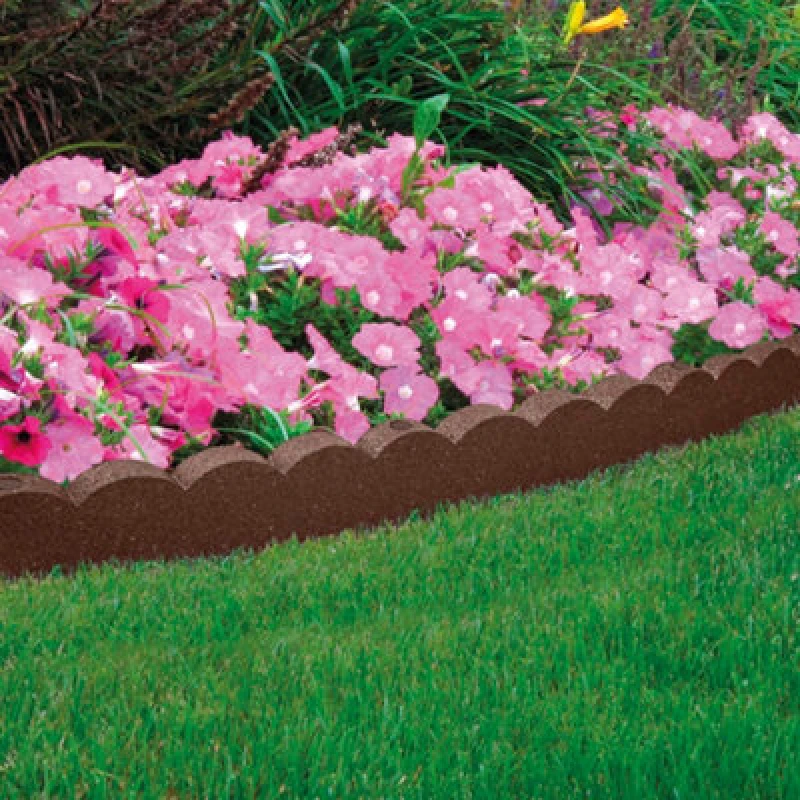 Image of Garden Gear Flexi Curve Border Scallop Flexible Edging Stone Effect Eco Friendly Recycled Rubber Small Brick Edging (Earth X2)