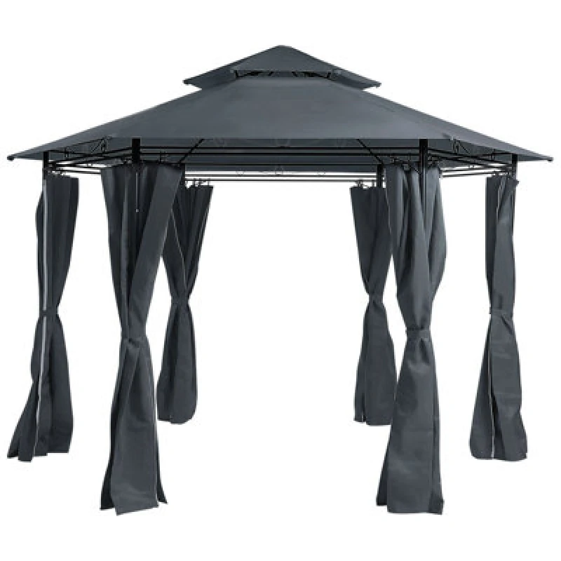 Image of Beliani Gazebo Portel Metal 350 Cm 350 Cm Graphite Grey