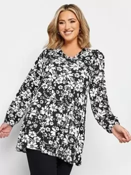 Image of Yours Long Sleeve Pleat Swing Mono, Black, Size 22-24, Women