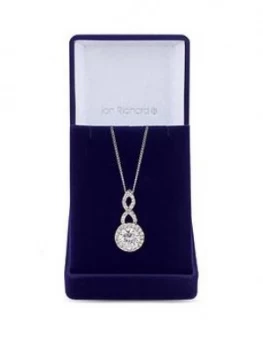 Image of Jon Richard Silver Plated Cubic Zirconia Halo Infinity Crystal Pendant - Gift Boxed