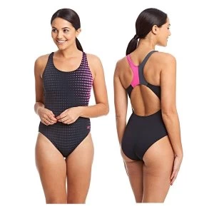 Image of Zoggs Aqualast Bridge Actionback Swimsuit Black/Pink 34"