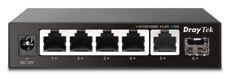 Image of Draytek DrayTek VSQ60X-K network switch Unmanaged L2 2.5G Ethernet (100/1000/2500) Black VSQ60X-K