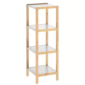 Image of Standing Shelf Bamboo White 110x33x34cm 4 Shelves