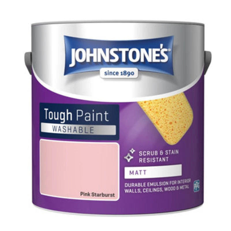 Image of Johnstone's Washable Matt Tough Paint Pink Starburst - 2.5L
